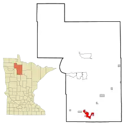 Location of the city of Bemidjiwithin شهرستان بلترامی، مینهسوتاin the state of مینهسوتا