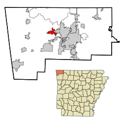 Location in Benton County and the state of آرکانزاس