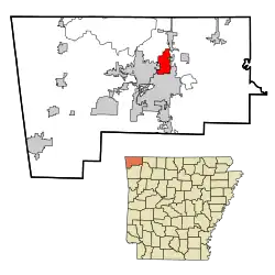 Location in Benton County and the state of آرکانزاس