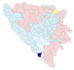 Location of Čapljina municipality within Bosnia and Herzegovina.