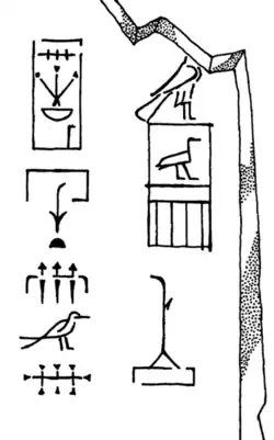 Horus name of "Horus-Bird" inscribed on fragment P.D.IV n.108 found in جوسر's pyramid complex at سقاره.