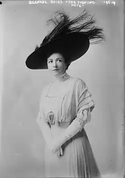 American actress Blanche Bates, dressed for a role in "The Fighting Hope," date not recorded