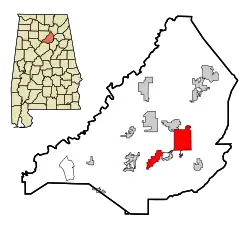 Location in شهرستان بلونت، آلاباما and the state of آلاباما