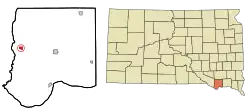 Location in Bon Homme County and the state of داکوتای جنوبی