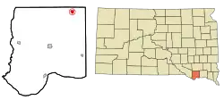 Location in Bon Homme County and the state of داکوتای جنوبی