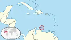 موقعیت &nbsp;بونیر&nbsp;&nbsp;(circled in red)در the کارائیب