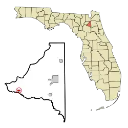 Location in Bradford County and the state of فلوریدا