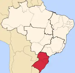 Location of South Region in Brazil