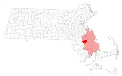 Location in Plymouth County in Massachusetts