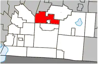 Location within Brome-Missisquoi Regional County Municipality.