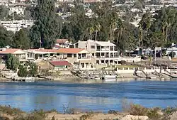 View of Bullhead City with Colorado River in foreground