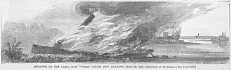 An engraving of the burning of the CSS Webb is one of the few known images of the vessel