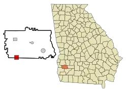 Location in Calhoun County and the state of جورجیا