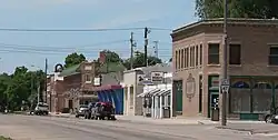 Cambridge looking west along Nasby Street (U.S. Highway 6 / U.S. Highway 34)