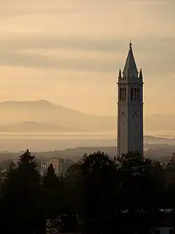 Berkeley with the Sather Tower in the foreground.