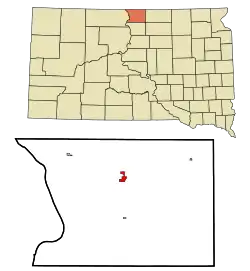 Location in Campbell County and the state of داکوتای جنوبی