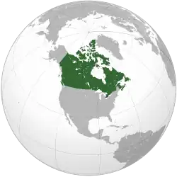 Projection of North America with Canada in green