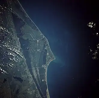 Cape Canaveral as seen from orbit by a space shuttle in 1991