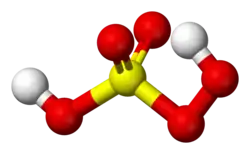 Ball and stick model of peroxymonosulfuric acid