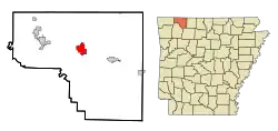 Location in Carroll County and the state of آرکانزاس