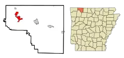 Location in Carroll County and the state of آرکانزاس