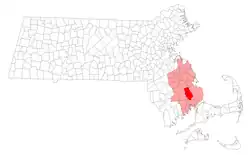 Location in Plymouth County in Massachusetts