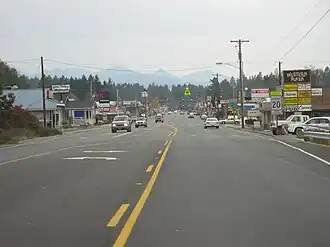 Driving into town from the north