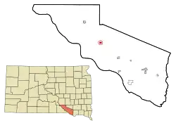 Location in Charles Mix County and the state of داکوتای جنوبی