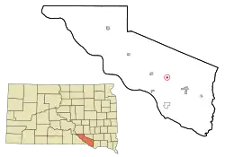 Location in Charles Mix County and the state of داکوتای جنوبی