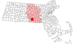 Location in Worcester County in Massachusetts