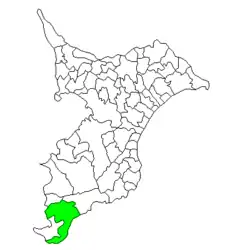 موقعیت Minamibōsō در استان چیبا