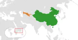 نقشهٔ مکان‌نمای China و Uzbekistan