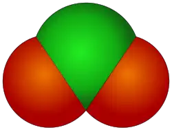 Spacefill model of chlorine dioxide