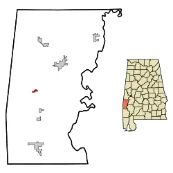 Location in Choctaw County and the state of آلاباما