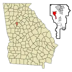 Location in Clayton County and the state of جورجیا