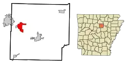 Location in Cleburne County and the state of آرکانزاس