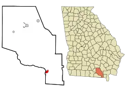 Location in Clinch County and the state of جورجیا
