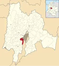 Location of the town and municipality of Soacha in Cundinamarca Department.