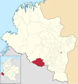 Location of the municipality and town of Cumbal in the Nariño Department of Colombia.