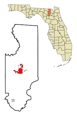 Location in Columbia County and the state of فلوریدا