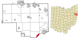 Location of Wellsville in Columbiana County and in the State of Ohio
