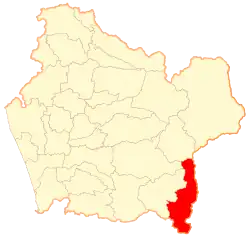 Map of Curarrehue commune in the Araucanía Region