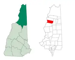 Location in شهرستان کوآس، نیوهمپشایر، نیوهمپشایر