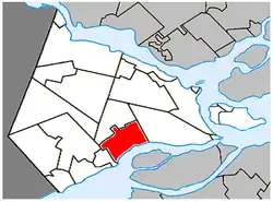Location within Vaudreuil-Soulanges Regional County Municipality.