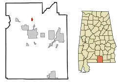Location in Covington County and the state of آلاباما