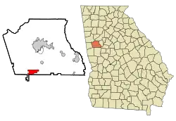Location in Coweta County and the state of جورجیا