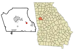 Location in Coweta County and the state of جورجیا