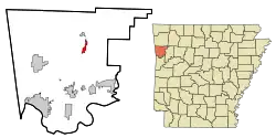 Location in Crawford County and the state of آرکانزاس
