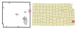 Location of Mulberry, Kansas