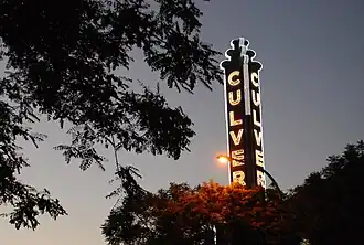 Culver Theater sign at sunset